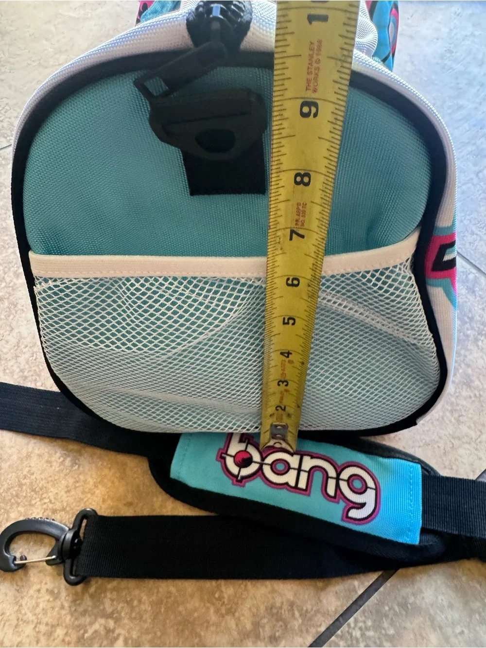 Bang Energy Teal and White Mini Duffel Bag with Shoulder Strap